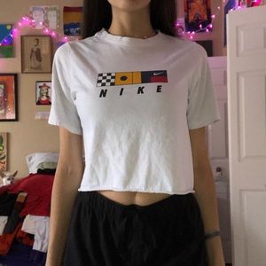 Cropped white nike tee